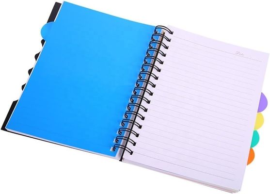 Copertina PP Notebook di progetto A5 con linee orizzontali all'interno delle pagine e divisori PP colorati