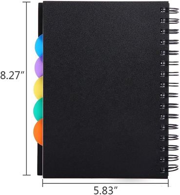 Copertina PP Notebook di progetto A5 con linee orizzontali all'interno delle pagine e divisori PP colorati